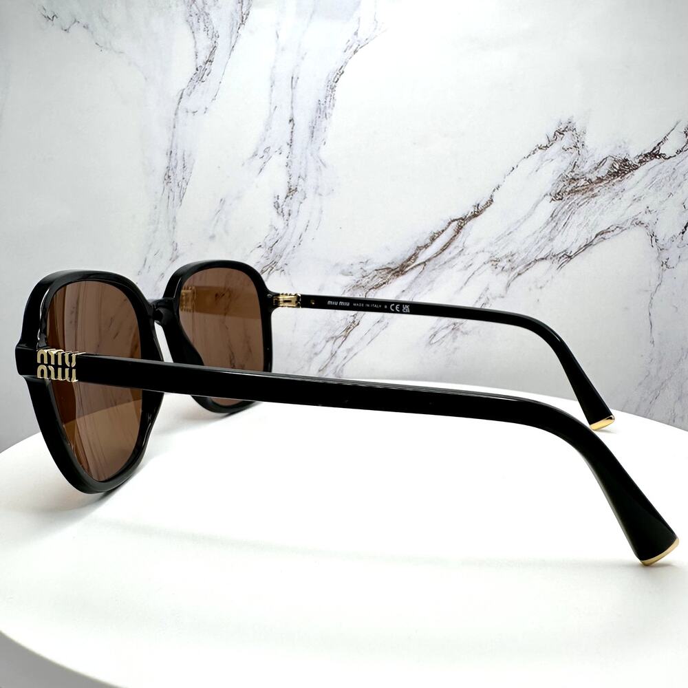 New MIU MIU Sunglasses MU B01S 16K90Q Black Brown Lens Oversized Pillow Square - Picture 16 of 16